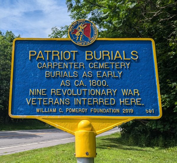 PATRIOT BURIALS REVOLUTIONARY WAR MEMORIA MARKER CARPENTER CEMETERY