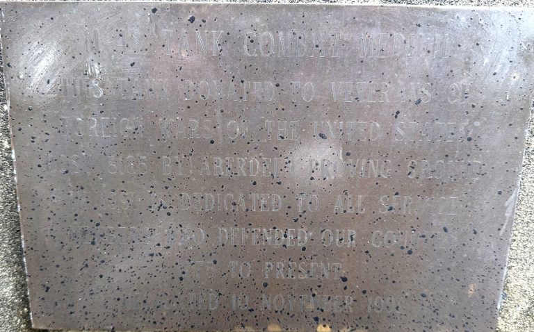 VFW POST 8185 M-48 TANK COMBAT MEDIUM MEMORIAL PLAQUE A