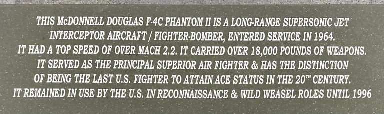 VICTORVILLE F-4C PHANTOM II MEMORIAL AIRCRAFT STONE