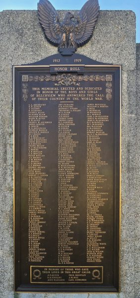 BEECHVIEW WORLD WAR I HONOR ROLL MEMORIAL PLAQUE B