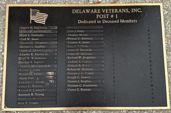 DELAWARE VETERANS DECEASED MEMBERS MEMORIAL PLAQUE F