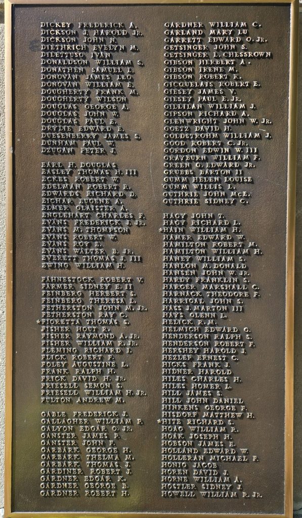 EDGEWOOD ROLL OF HONOR WORLD WAR II MEMORIAL PLAQUE B