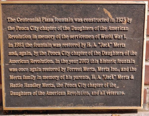PONCA CITY WORLD WAR MEMORIAL FOUNTAIN PLAQUE B