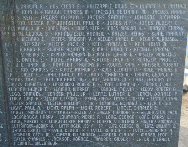 SUSQUEHANNA TOWNSHIP WW II MEMORIAL STONE D