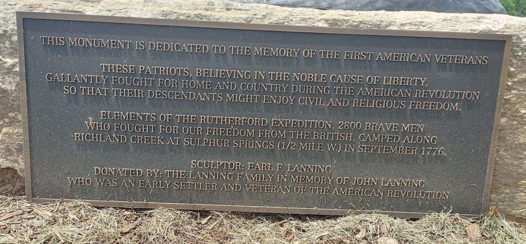 THE FIRST AMERICAN VETERANS MONUMENT PLAQUE