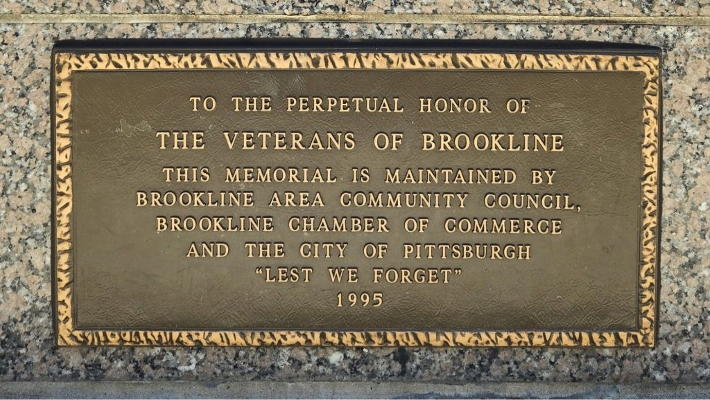 BROOKLINE HONOR ROLL WAR VETERANS MEMORIAL PLAQUE B