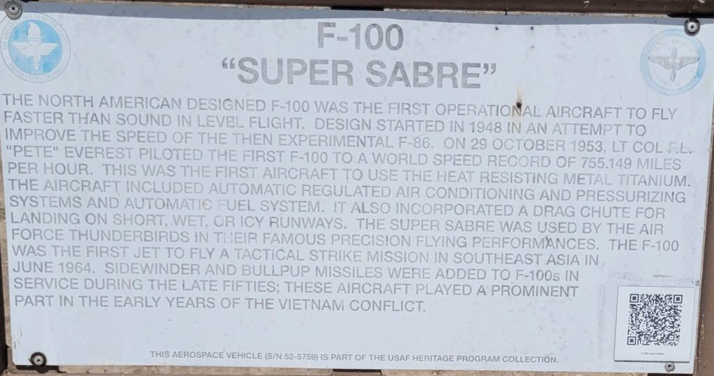 F-100 “SUPER SABRE” MEMORIAL AIRCRAFT PLAQUE
