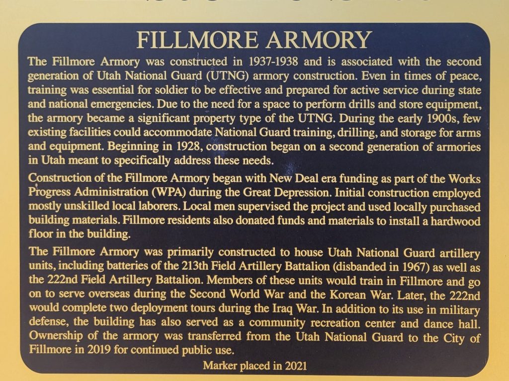 FILLMORE ARMORY WAR MEMORIAL PLAQUE