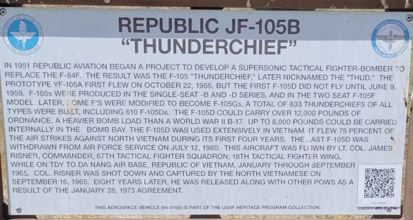 REPUBLIC JF-105B “THUNDERCHIEF” MEMORIAL AIRCRAFT PLAQUE