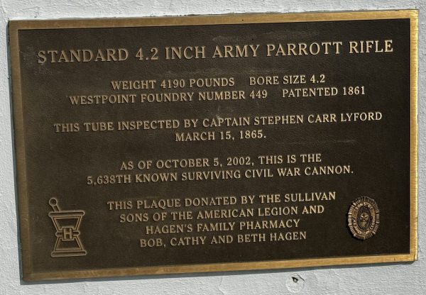 STANDARD 4.2 INCH ARMY PARROT RIFLE MEMORIAL PLAQUE