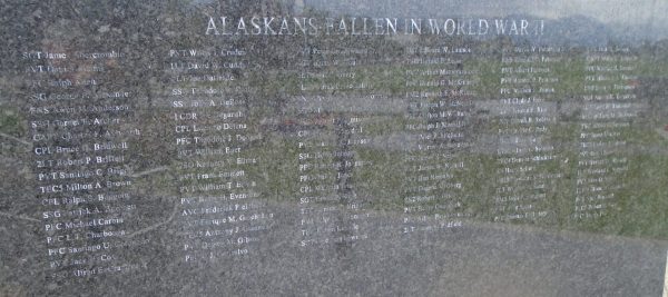 ALASKAN ROLL OF HONORED DEAD WAR MEMORIAL STONE A