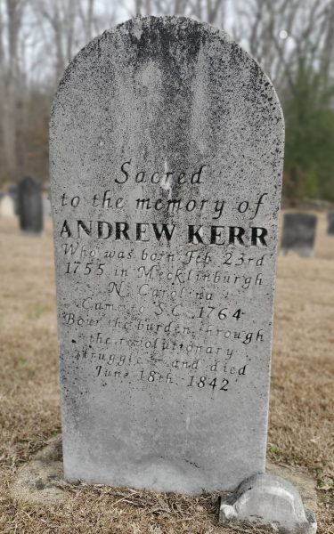 ANDREW KERR REVOLUTIONARY SOLDIER MEMORIAL CEMETERY STONE