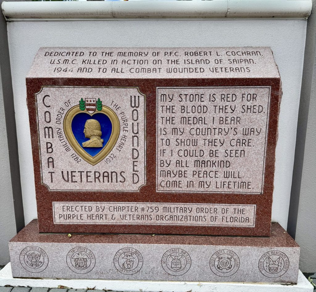 PUNTA GORDA VETERANS PARK COMBAT WOUNDED VETERANS WAR MEMORIAL