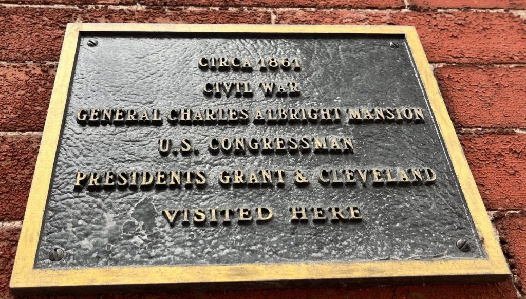 GENERAL CHARLES ALBRIGHT MANSION MEMORIAL PLAQUE