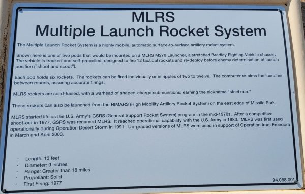 MLRS MULTIPLE LAUNCH ROCKET SYSTEM MEMORIAL PLAQUE