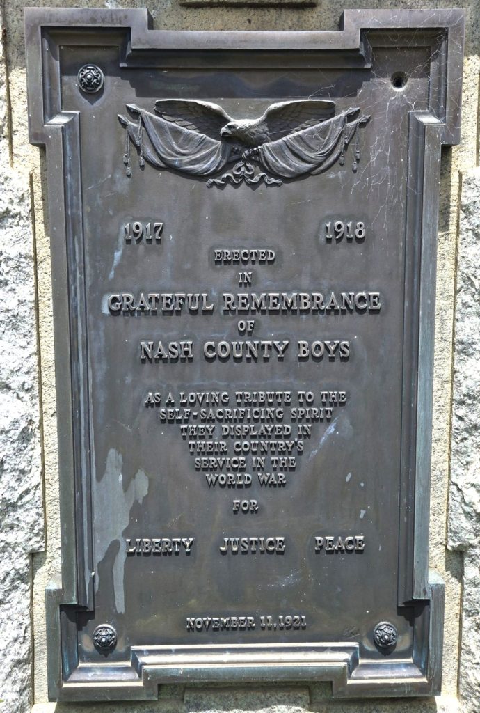 NASH COUNTY BOYS WORLD WAR MEMORIAL PLAQUE