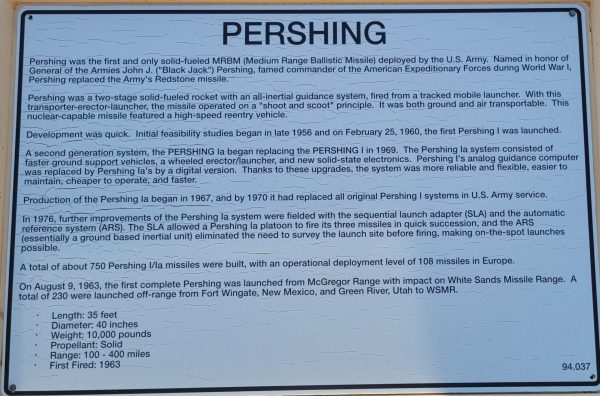 PERSHING MISSILE MEMORIAL PLAQUE