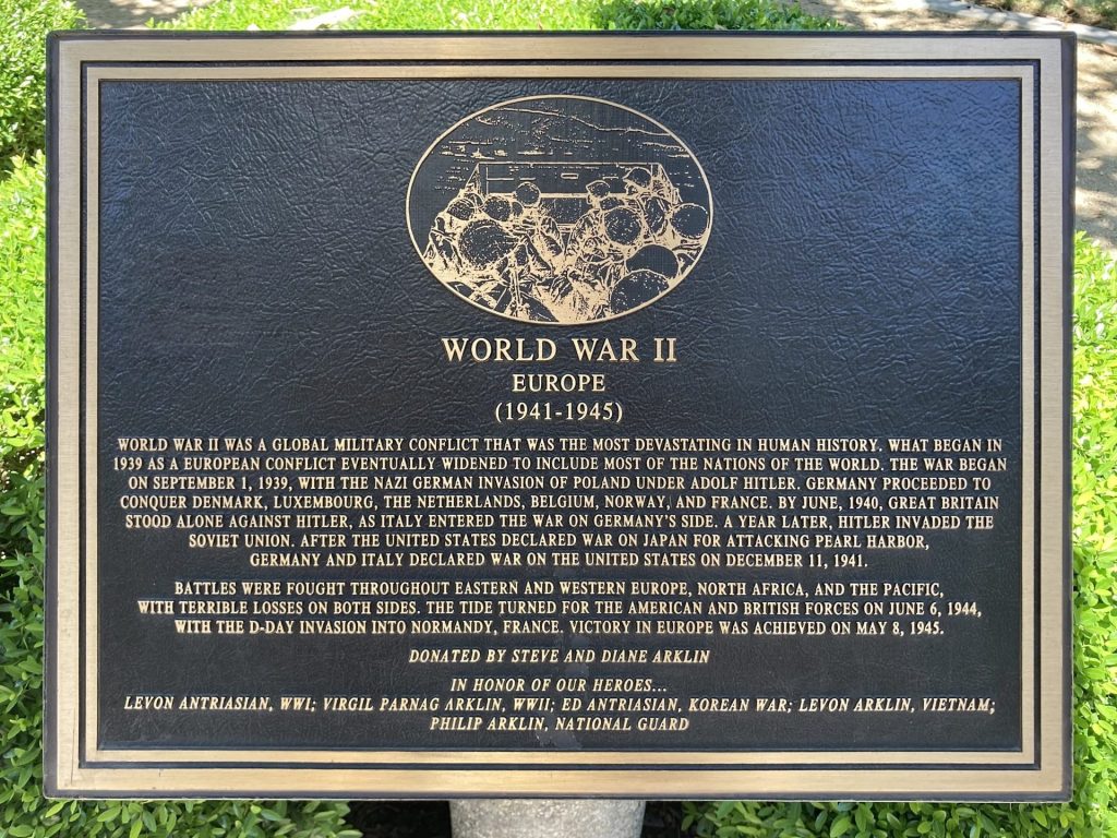 NEWHALL WORLD WAR II EUROPE MEMORIAL PLAQUE