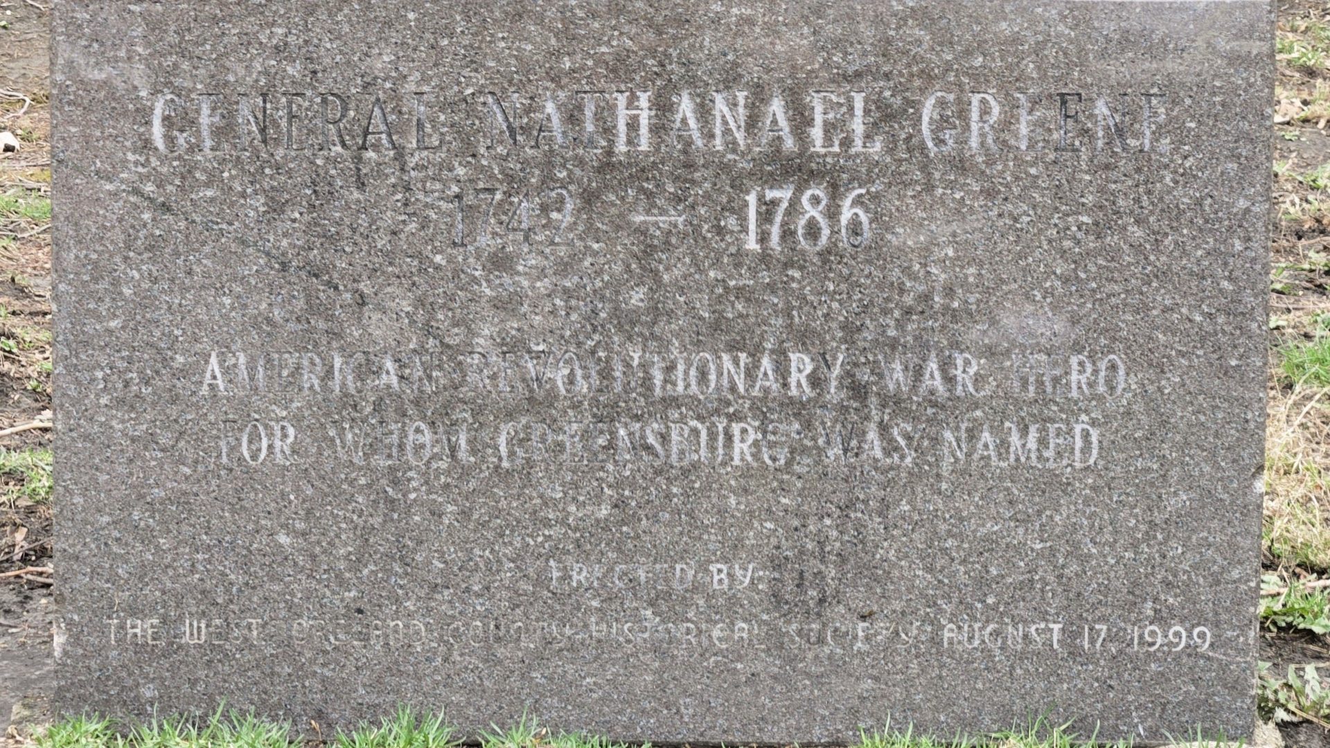 GENERAL NATHANAEL GREENE REVOLUTIONARY WAR HERO MEMORIAL STONE ...